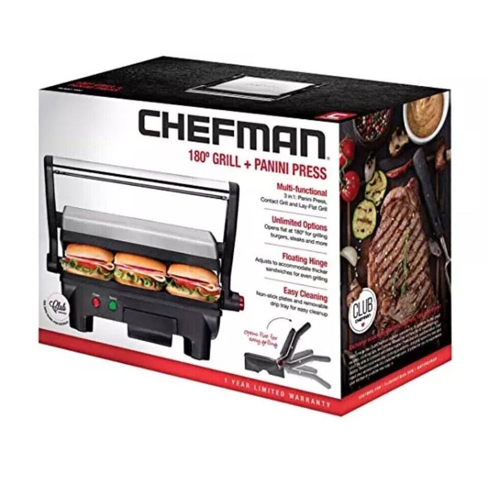 CHEFMAN - Electric Panini Press Grill Gourmet Sandwich Maker Indoor Non-Stick